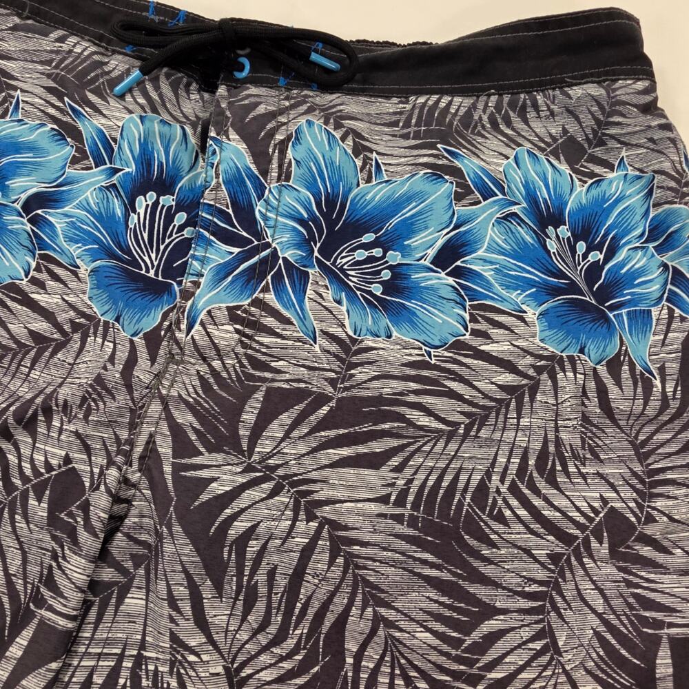Tommy Bahama Mens Swim Trunks Size XL Blue Black Gray Floral Palm Lined